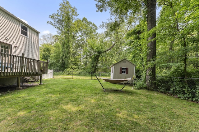 188 W Main St, East Lyme, CT 06357 - fenced backyard featuring a shed and a wooden deck