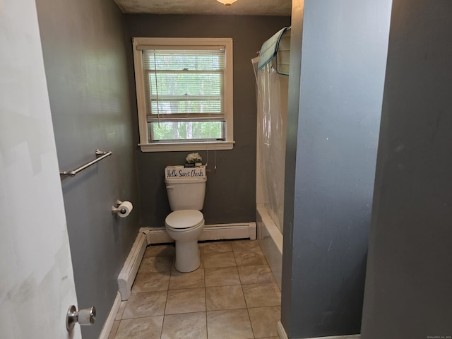 46 Richardson Hill Rd, Griswold, CT 06351 - full bathroom with baseboard heating, tile patterned floors, and shower / tub combo