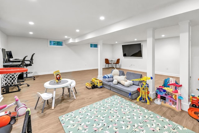 6 Buckboard Ln, Fairfield, CT 06824 - recreation room with wood finished floors and recessed lighting