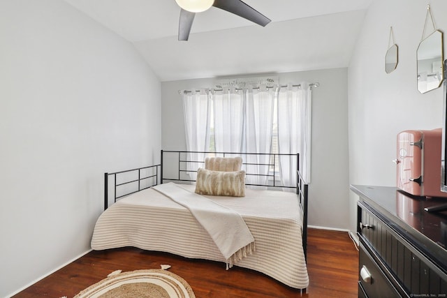 98 Herald Ave, Bridgeport, CT 06606 - bedroom featuring lofted ceiling, wood finished floors, ceiling fan, and baseboards