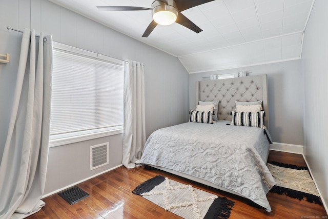 98 Herald Ave, Bridgeport, CT 06606 - bedroom featuring vaulted ceiling, wood finished floors, baseboards, and ceiling fan