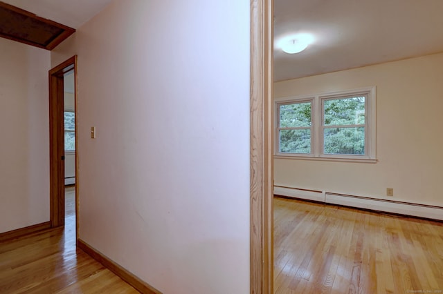 15 Edgemere Rd, Hamden, CT 06517 - hall featuring light wood finished floors and baseboard heating
