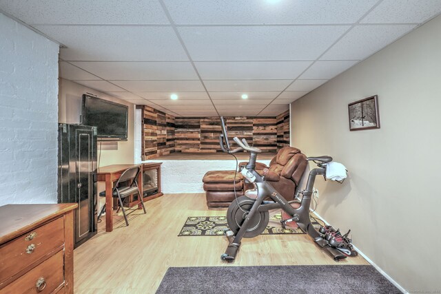 17 Norris St, Hamden, CT 06517 - workout area featuring a paneled ceiling and light wood-style flooring