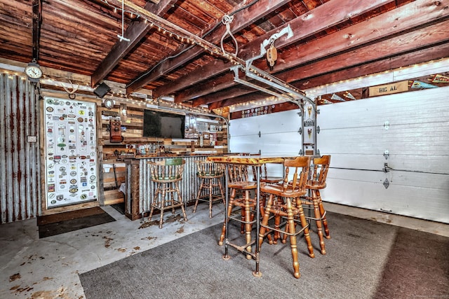 17 Norris St, Hamden, CT 06517 - garage with wood ceiling and a workshop area