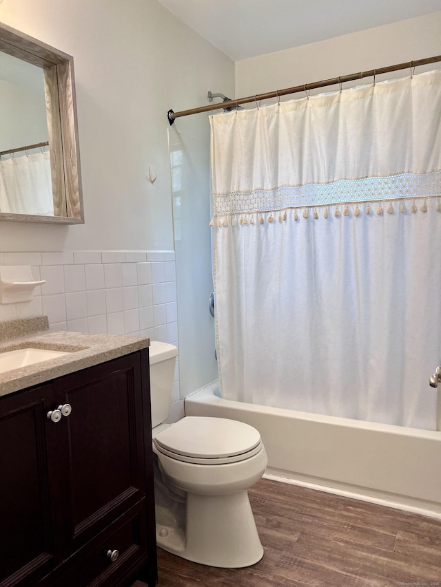 4 Belair Dr Unit 4, New Milford, CT 06776 - full bathroom with vanity, toilet, shower / tub combo, wood finished floors, and tile walls