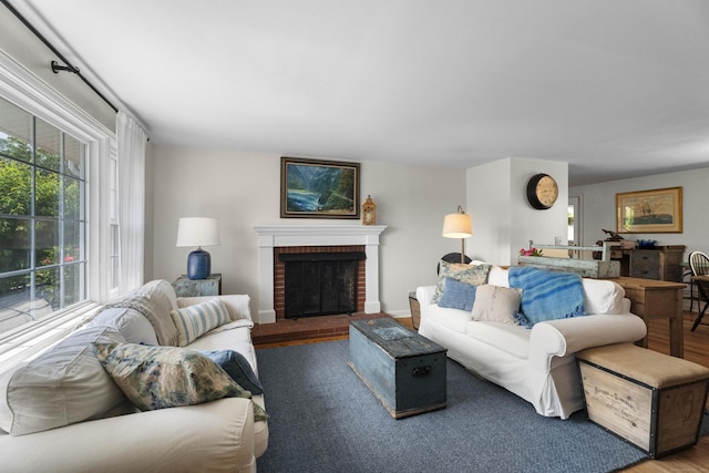 96 Long Hill Ter, New Haven, CT 06515 - living area featuring wood finished floors and a fireplace