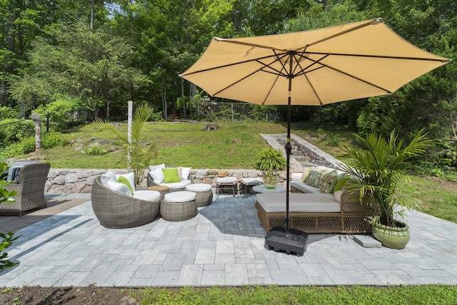 96 Long Hill Ter, New Haven, CT 06515 - view of patio / terrace featuring outdoor lounge area and view of scattered trees