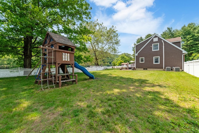 137 Roosevelt Dr, Seymour, CT 06483 - view of yard with a playground and central AC unit