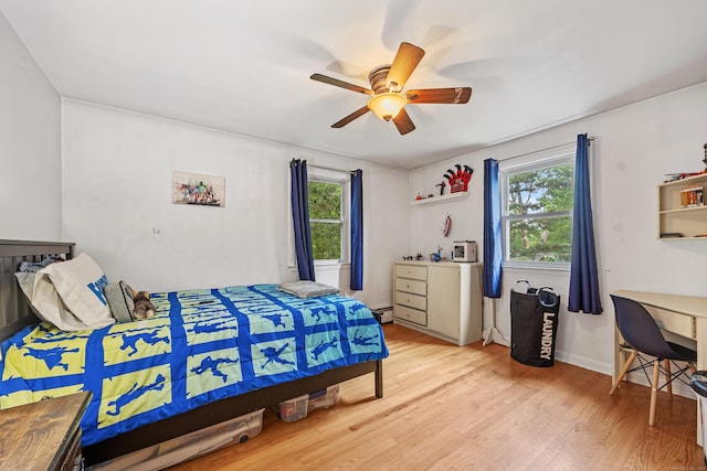 277 Tryon St, Middletown, CT 06457 - bedroom featuring light wood-style flooring, ceiling fan, and baseboard heating
