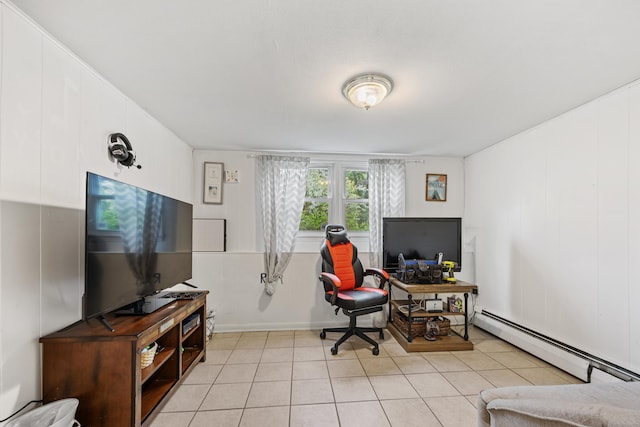 277 Tryon St, Middletown, CT 06457 - office area featuring baseboard heating and light tile patterned floors