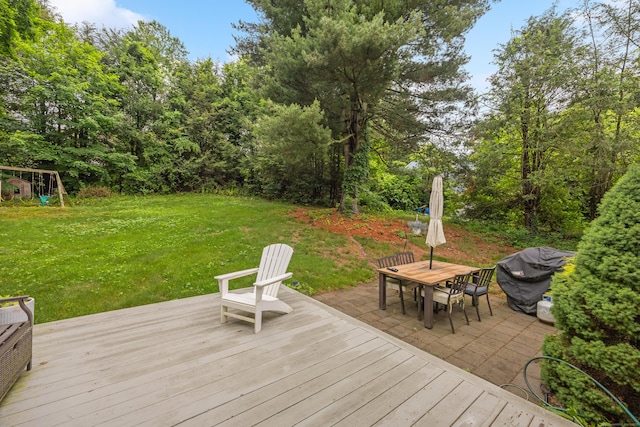 277 Tryon St, Middletown, CT 06457 - wooden deck with a yard, outdoor dining area, and a grill