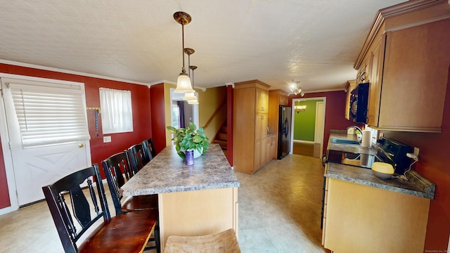 174 Round Hill Rd, Meriden, CT 06450 - dining room featuring stairs, crown molding, and light floors