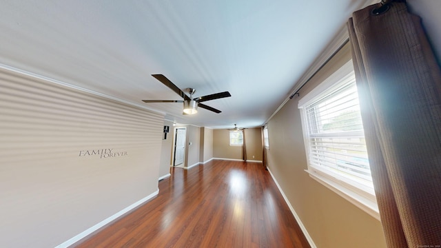 174 Round Hill Rd, Meriden, CT 06450 - empty room with ceiling fan, wood finished floors, and baseboards