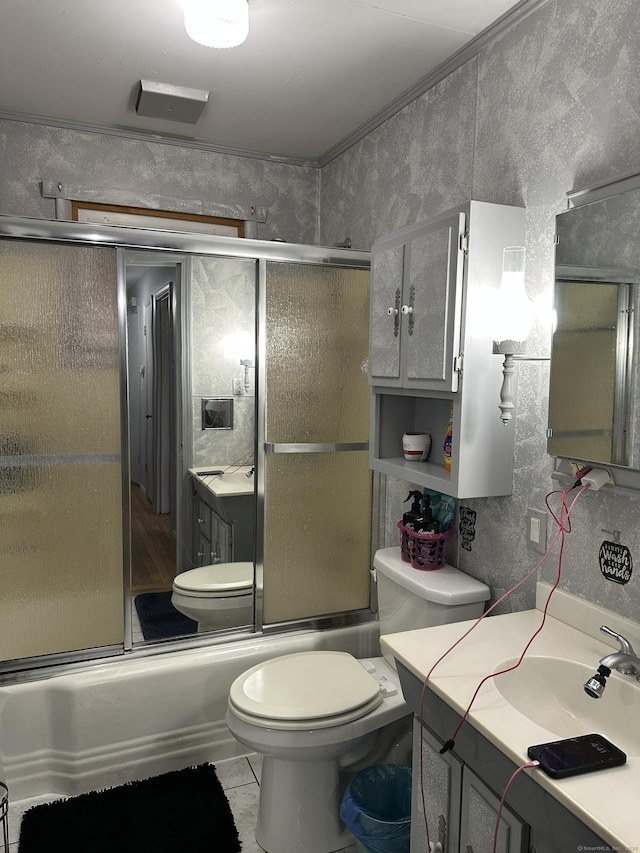130 Judd Ave, New Britain, CT 06051 - bathroom with vanity, toilet, and combined bath / shower with glass door