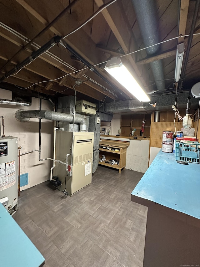 130 Judd Ave, New Britain, CT 06051 - unfinished basement with gas water heater and heating unit
