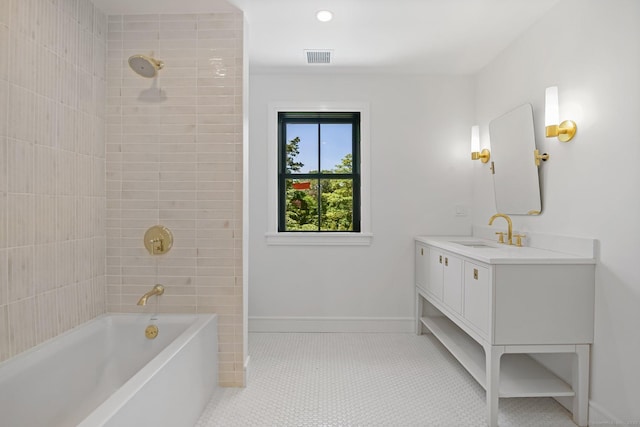 52 Garibaldi Ln, New Canaan, CT 06840 - full bathroom featuring vanity, bathing tub / shower combination, baseboards, and tile patterned flooring