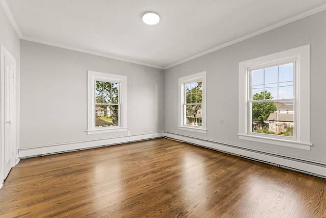 28 Chestnut St, Windsor Locks, CT 06096 - spare room with plenty of natural light, crown molding, wood finished floors, and baseboard heating