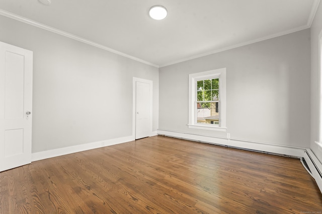 28 Chestnut St, Windsor Locks, CT 06096 - unfurnished room featuring crown molding, wood finished floors, a baseboard heating unit, and baseboards