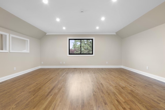 513 Opa Ln Unit B, Stratford, CT 06614 - bonus room featuring lofted ceiling, baseboards, light wood finished floors, and recessed lighting