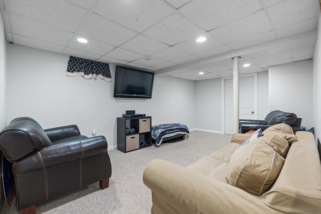 43 Superior Ave, Newington, CT 06111 - carpeted living area with recessed lighting, a paneled ceiling, and baseboards