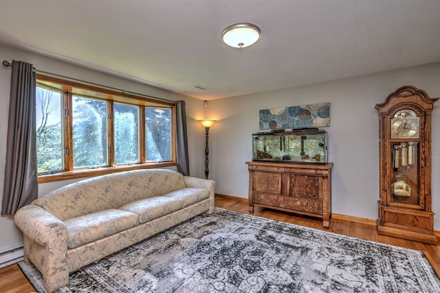50 Sea Hill Rd, North Branford, CT 06471 - living room with wood finished floors, a baseboard radiator, and baseboards