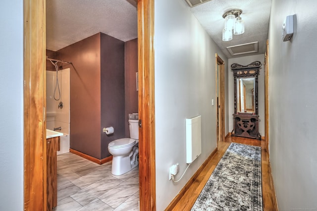 50 Sea Hill Rd, North Branford, CT 06471 - hall featuring a textured ceiling and attic access