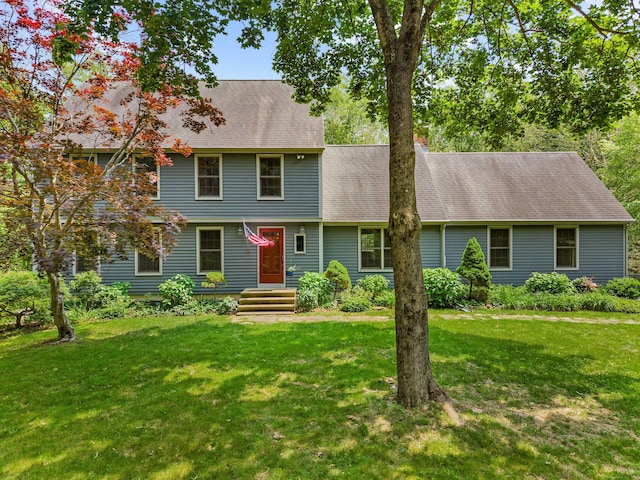 37 Sheffield Ln, Madison, CT 06443 - view of front facade with a chimney and a front yard