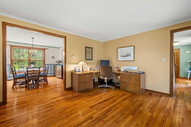 37 Sheffield Ln, Madison, CT 06443 - office space featuring hardwood / wood-style floors, a chandelier, and ornamental molding