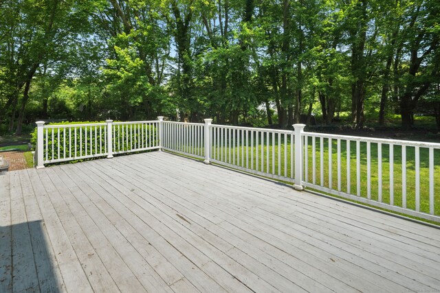 43 Hall Rd, Easton, CT 06612 - wooden deck featuring a yard and view of wooded area