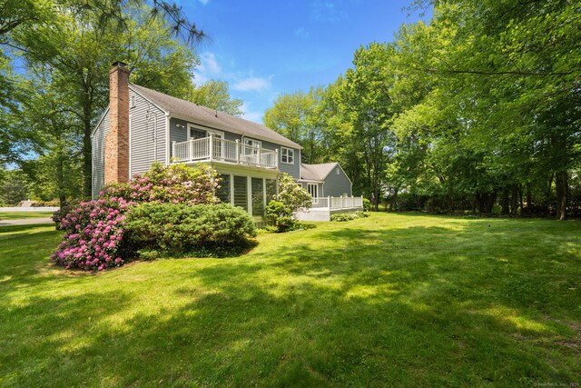 43 Hall Rd, Easton, CT 06612 - view of green lawn with a balcony