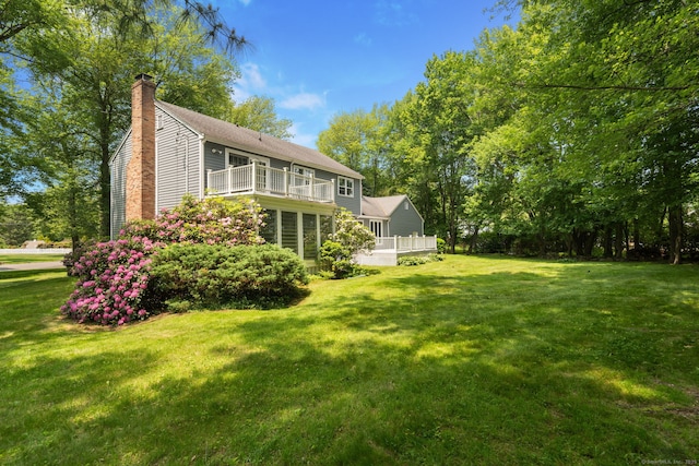 43 Hall Rd, Easton, CT 06612 - view of green lawn featuring a balcony