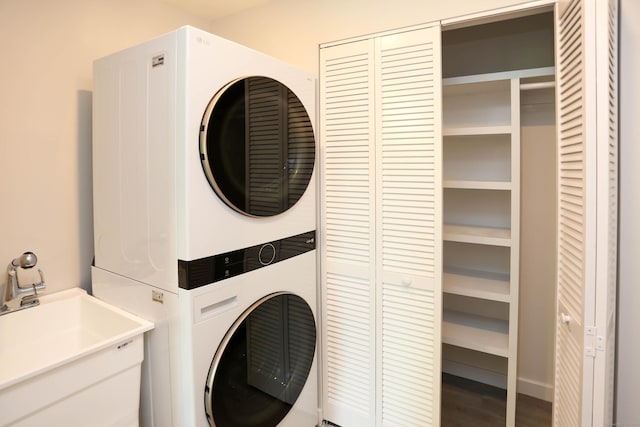 7 Hillcrest Ln, Weston, CT 06883 - laundry room with stacked washing machine and dryer