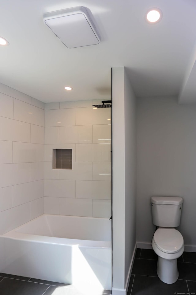 7 Hillcrest Ln, Weston, CT 06883 - bathroom with tile patterned floors, recessed lighting, and bathtub / shower combination