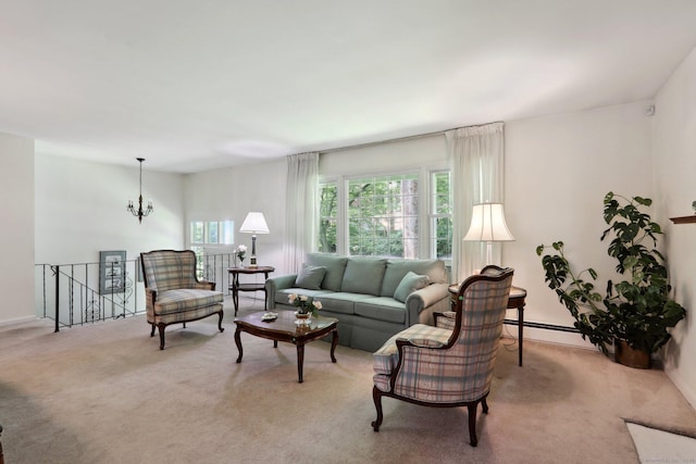 26 Wayfaring Rd, Norwalk, CT 06851 - carpeted living room with a chandelier