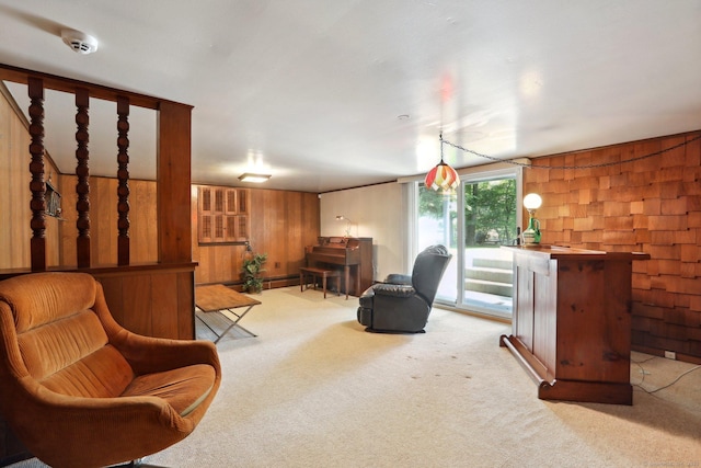 26 Wayfaring Rd, Norwalk, CT 06851 - living room with wood walls and light carpet