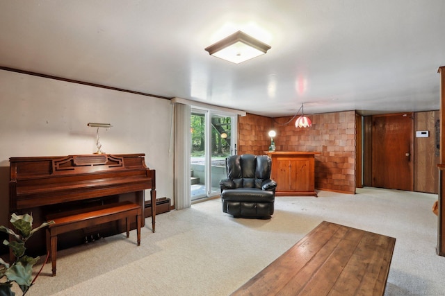 26 Wayfaring Rd, Norwalk, CT 06851 - living area with light colored carpet, bar, and a baseboard heating unit