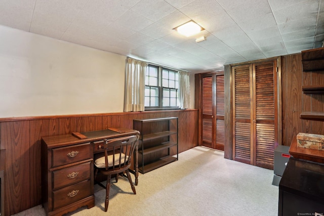 26 Wayfaring Rd, Norwalk, CT 06851 - home office featuring wood walls, carpet, and a wainscoted wall