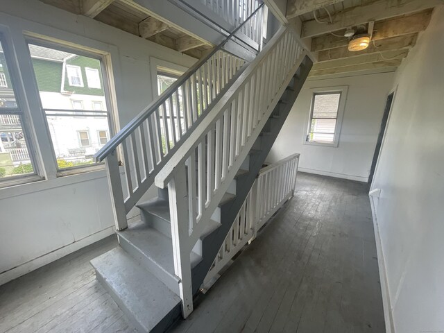 50 Beacon St, Waterbury, CT 06704 - stairs featuring hardwood / wood-style flooring and baseboards