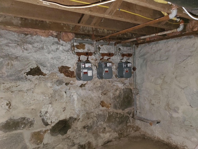 50 Beacon St, Waterbury, CT 06704 - unfinished below grade area with gas meter