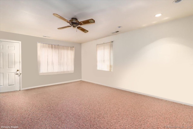 115 Sunburst Rd, Bridgeport, CT 06606 - carpeted spare room featuring a ceiling fan and recessed lighting