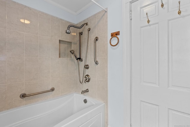 28 Wardwell Rd, West Hartford, CT 06107 - full bathroom featuring bathing tub / shower combination and ornamental molding
