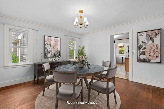 28 Wardwell Rd, West Hartford, CT 06107 - dining room featuring a chandelier, dark wood finished floors, baseboards, and crown molding