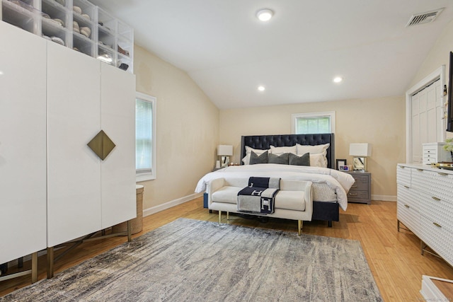 958 Essex Rd, Westbrook, CT 06498 - bedroom with lofted ceiling, light wood finished floors, and recessed lighting