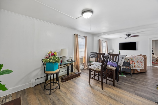 60 Albert St, Torrington, CT 06790 - dining space with wood finished floors, ceiling fan, and baseboards