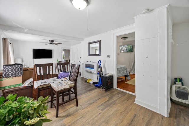 60 Albert St, Torrington, CT 06790 - dining space featuring wood finished floors, ceiling fan, and crown molding