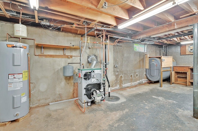 23 Charter Rd, Ellington, CT 06029 - below grade area with electric water heater, oil tank, and a heating unit