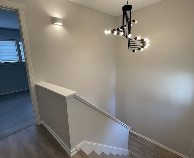 8 Highpoint Ct Unit 8, Woodbury, CT 06798 - staircase with wood finished floors, baseboards, and a chandelier