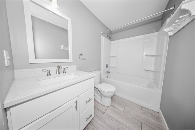 30 Seymour Rd Apt D3, Plymouth, CT 06786 - bathroom featuring vanity, shower / washtub combination, vaulted ceiling, and wood finished floors