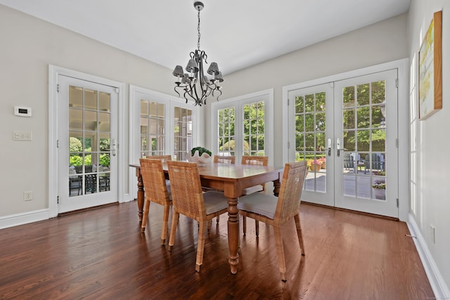 66 Stanton Rd, Darien, CT 06820 - dining room featuring french doors, a chandelier, and wood finished floors
