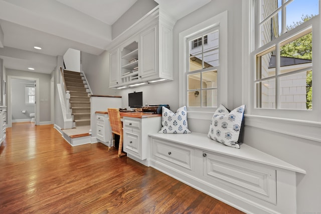 66 Stanton Rd, Darien, CT 06820 - office area featuring wood finished floors, recessed lighting, and built in desk